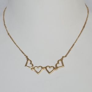 Avon Hearts in Motion Gold-Tone Articulated Necklace Minimalist Valentine 18"